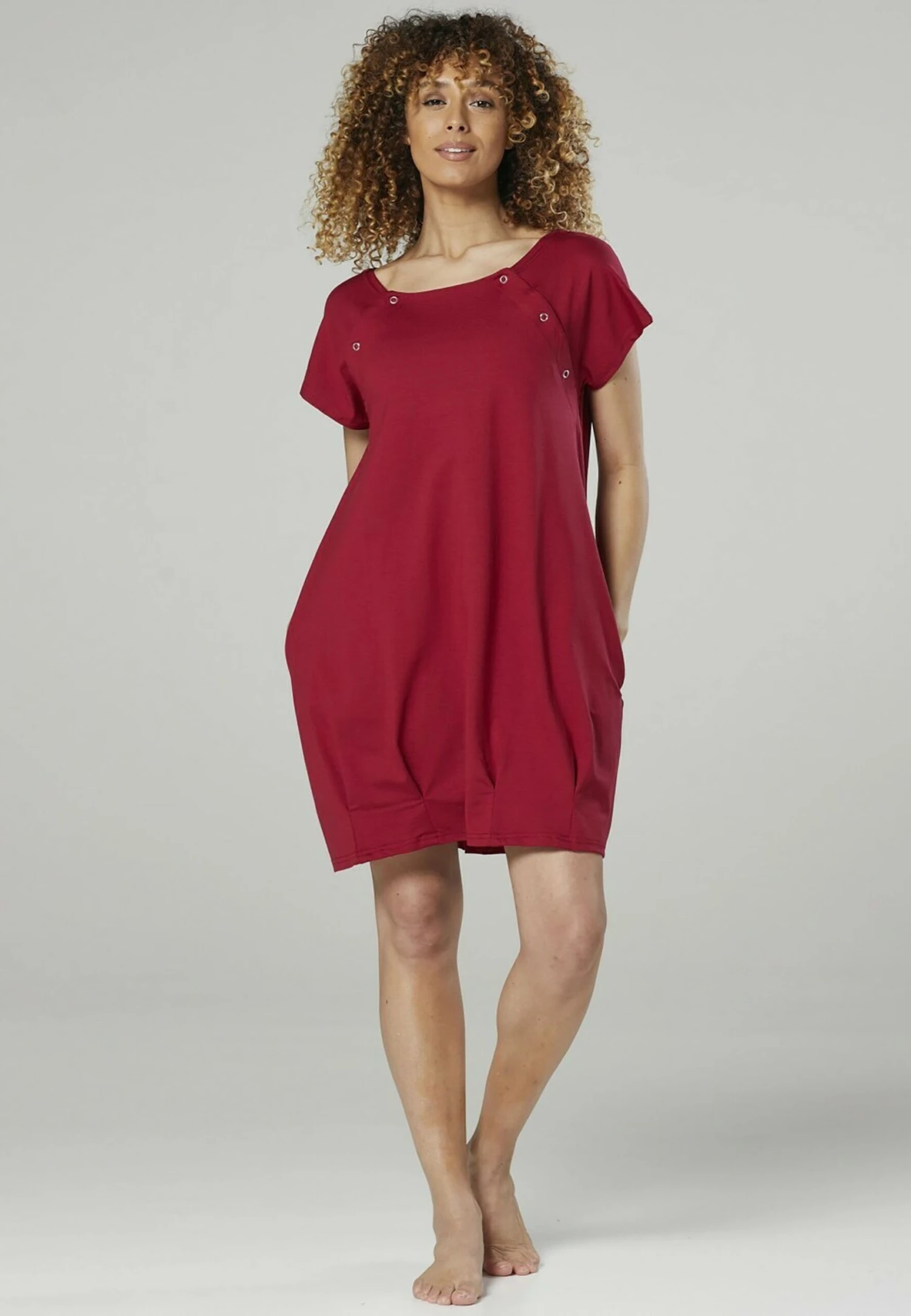 Happy Mama Maternity And Breastfeeding Nightshirt - Vestido Ligero - Red 4 Happy Mama Maternity And Breastfeeding Nightshirt - Vestido Ligero - Red - Imagen 2