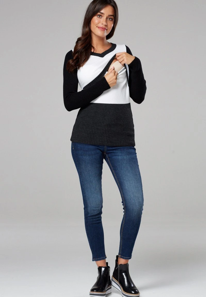 Happy Mama Jersey De Punto - Graphite & White 8 Happy Mama Jersey De Punto - Graphite & White - Imagen 6